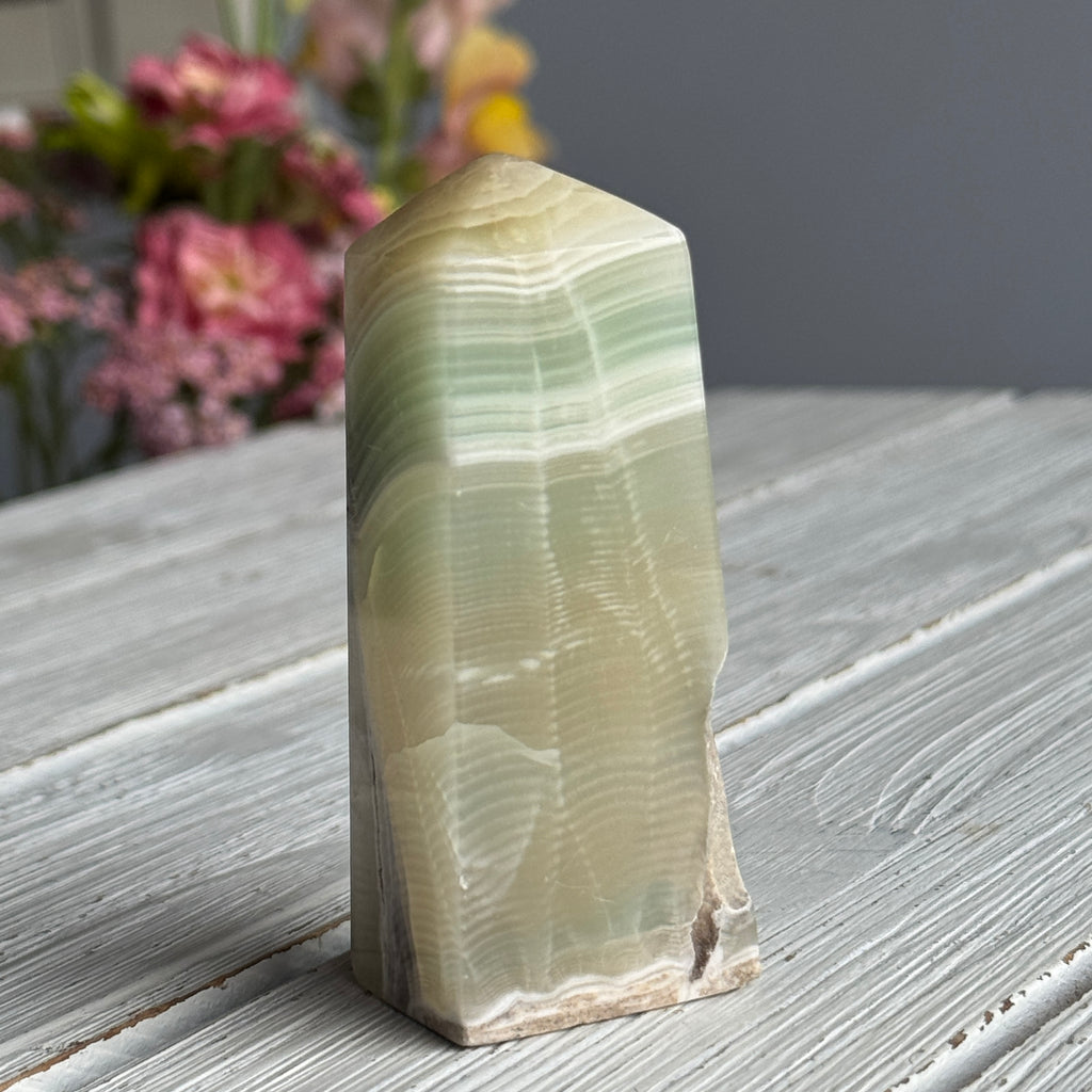 Green Calcite (Fingerprint) Crystal Tower Specimen CT32 – Wholehearted Crystal Creations