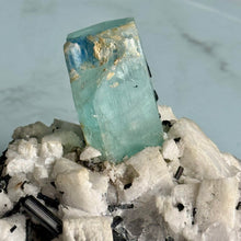 AAA Rare Aquamarine Specimen on Tourmalated Quartz Matrix