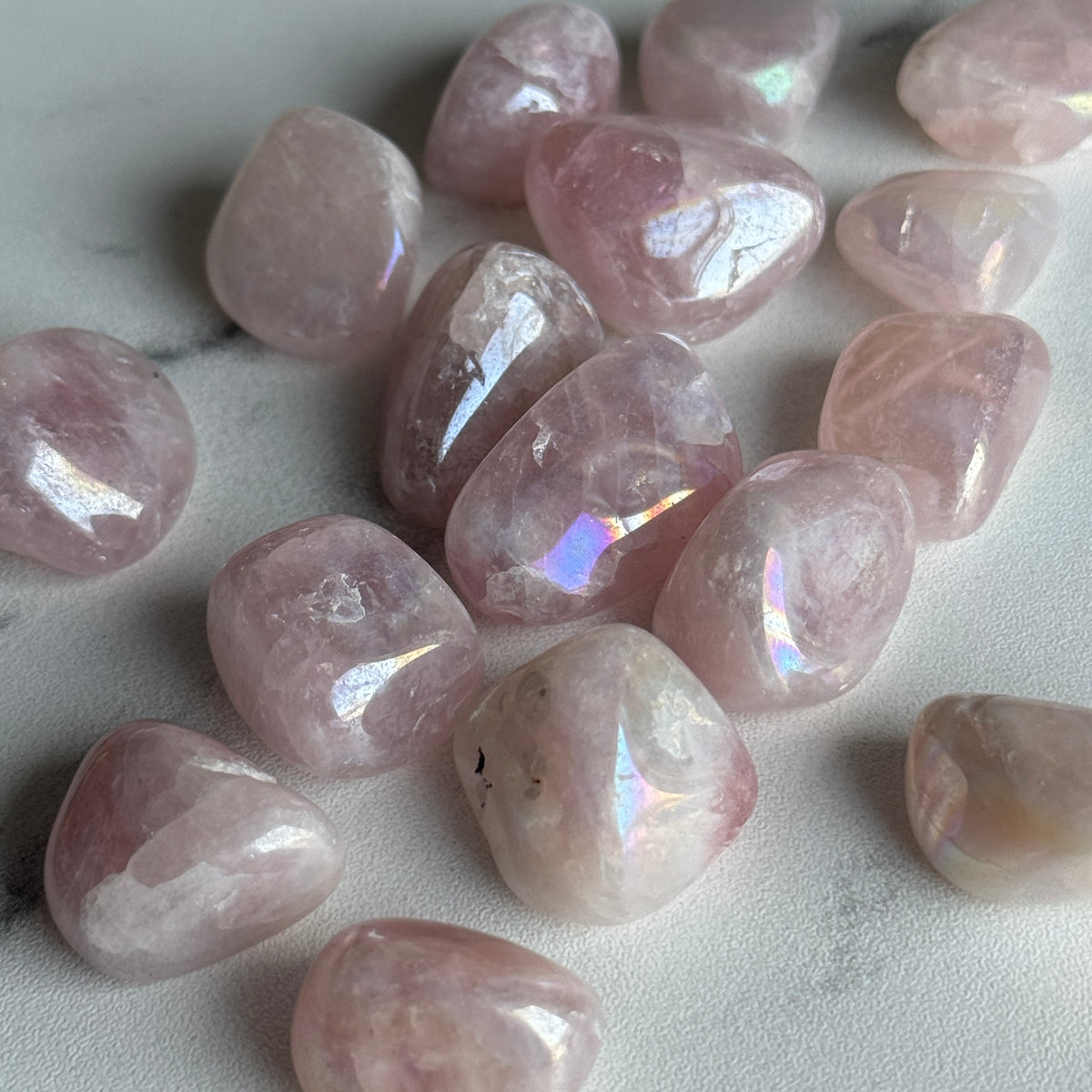 Angel Aura Rose Quartz Tumble Pocket Stone Specimen