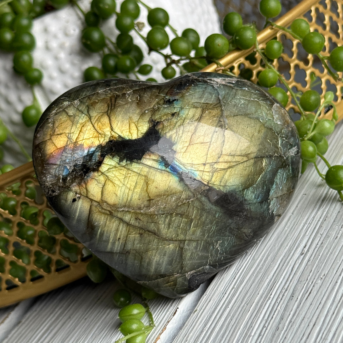 Labradorite Heart Carving Crystal Specimen – Wholehearted Crystal Creations