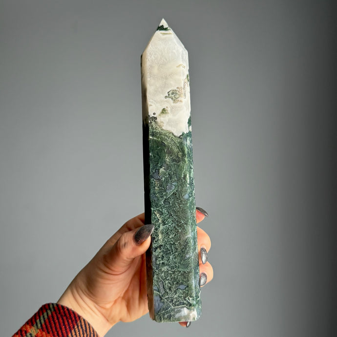 Green Moss Agate Tower Specimen (01)