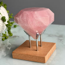 Rose Quartz Faceted Diamond Carving (stand included) Crystal Specimen