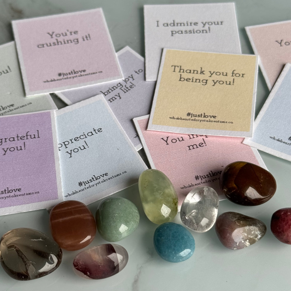 Mini Valentine's Day Affirmation Gratitude Stone Set – Wholehearted Crystal Creations
