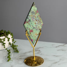 Ruby with Kyanite in Fuchsite Rhombus Crystal Specimen on Stand (4)