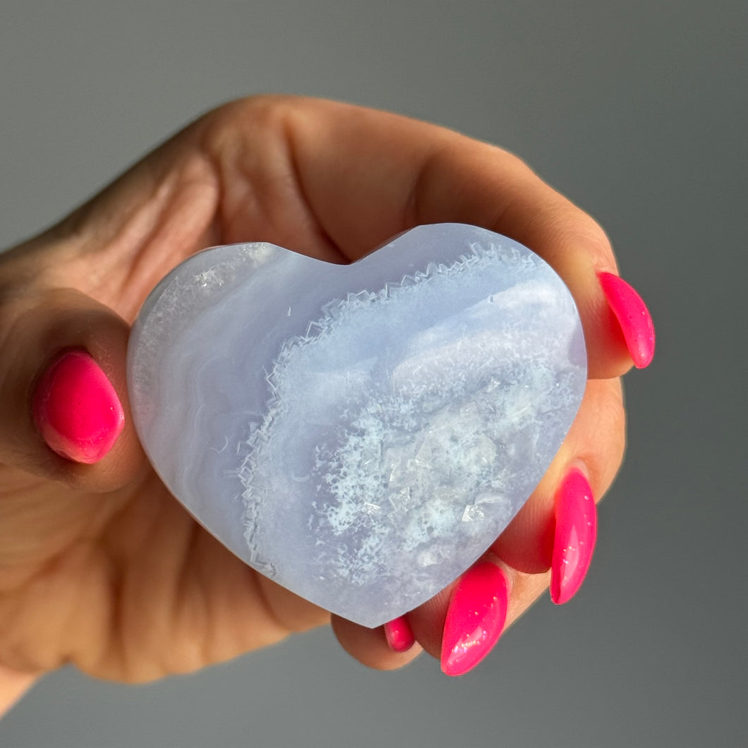 Blue Lace Agate Chalcedony Heart Carving Specimen (BAH1)
