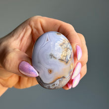 Blue Flower Agate Palm Stone Specimen F