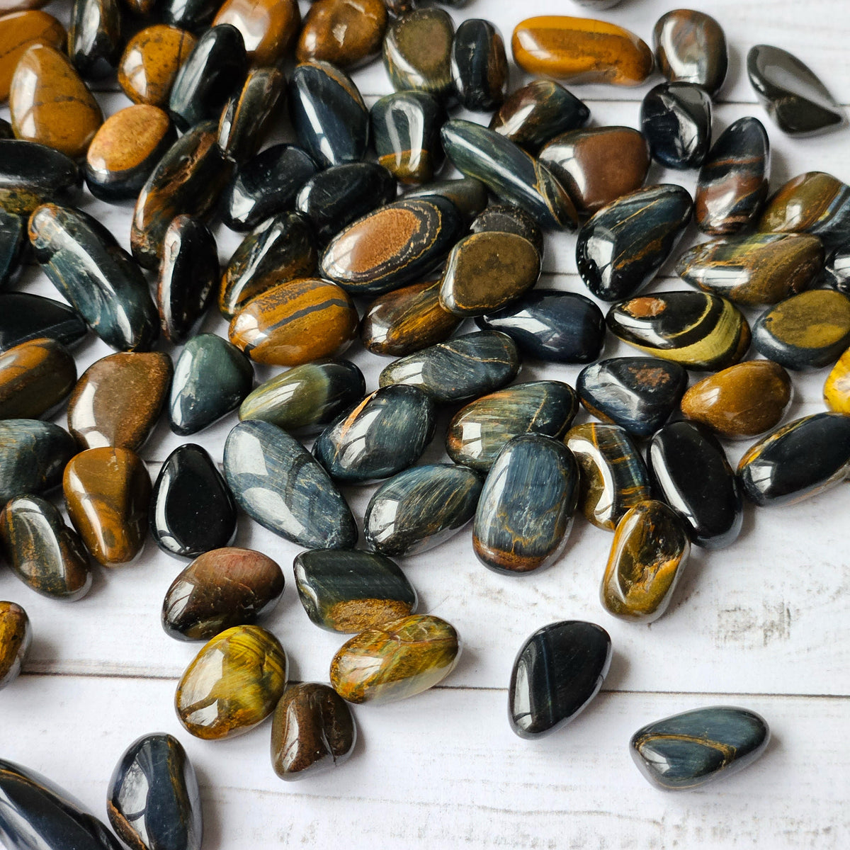 Blue Yellow Tiger's Eye Small Tumbled Pocket Stone – Wholehearted Crystal Creations