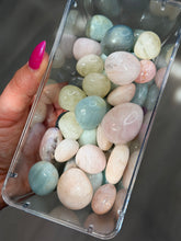 Morganite, Heliador, Aquamarine Beryls and Prehnite Tumble Stone Specimens