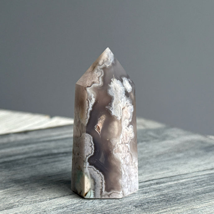 Black Flower Agate Tower Stone Specimen