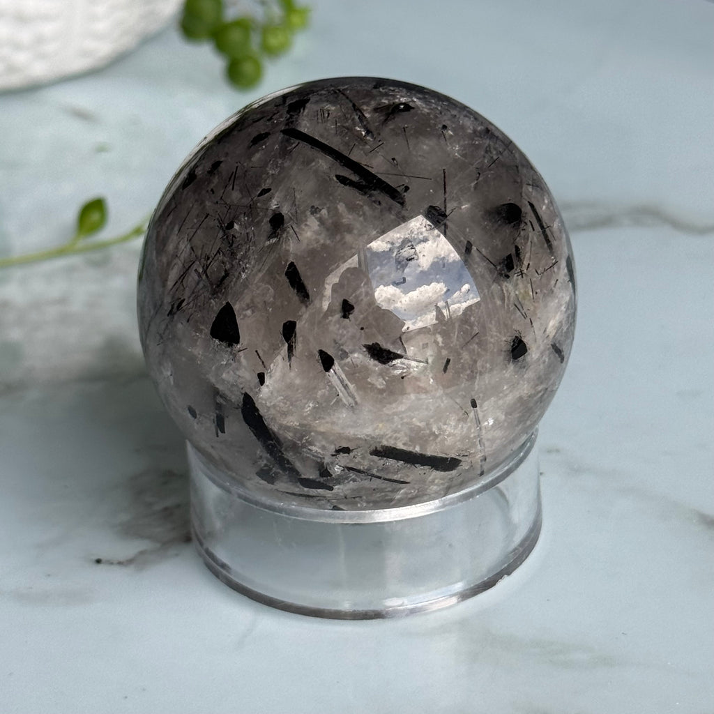 Tourmalated Quartz Sphere Crystal Specimen – Wholehearted Crystal Creations
