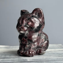 Garnet in Arfvedsonite Cat Carving Specimen