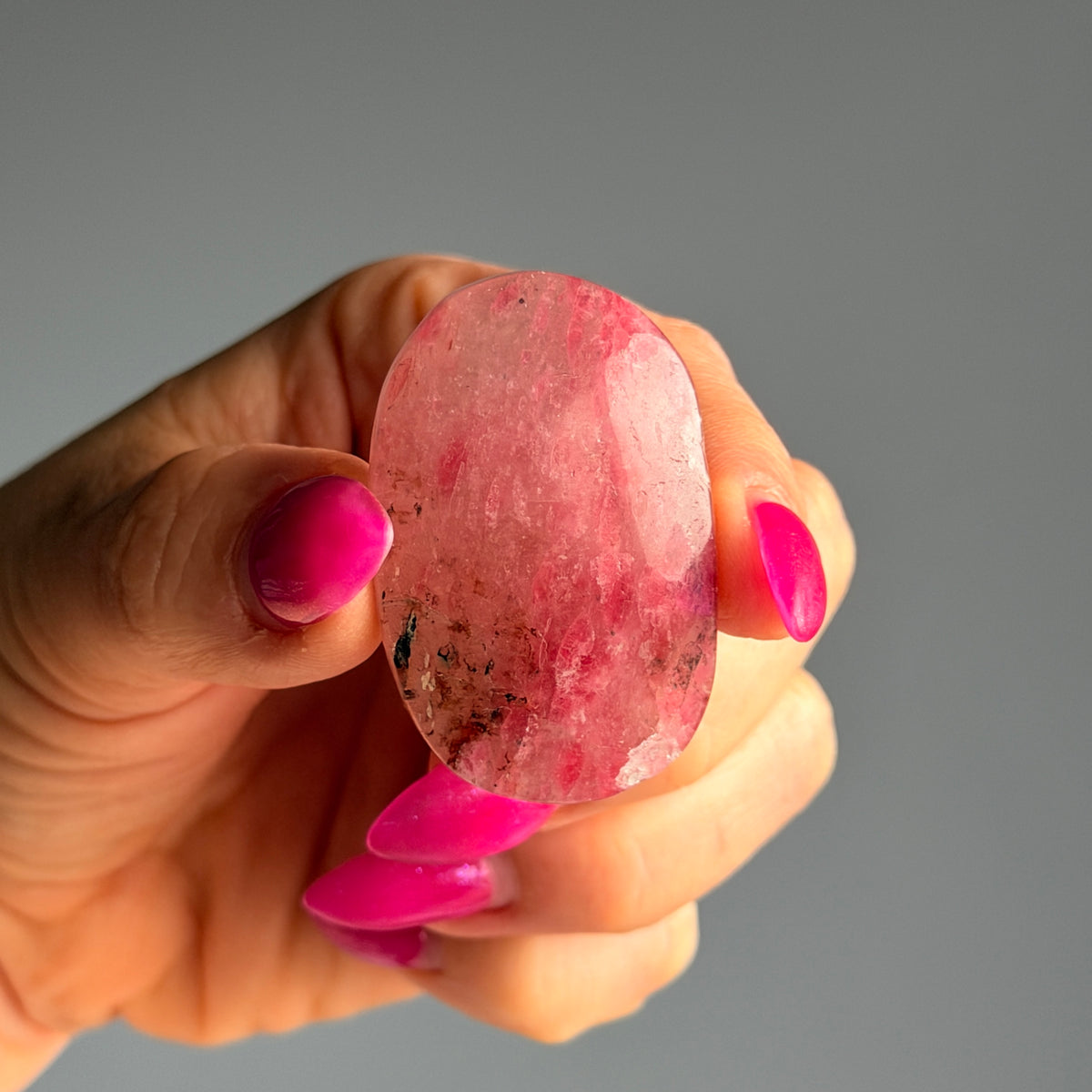 Rhodonite & Quartz Mini Palm Stone Crystal Specimen (R18) – Wholehearted Crystal Creations