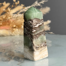 Green (Fingerprint) Calcite Tower Crystal Specimen