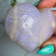 Belomorite (Moonstone + Sunstone) Heart Carving Palm Stone Specimen
