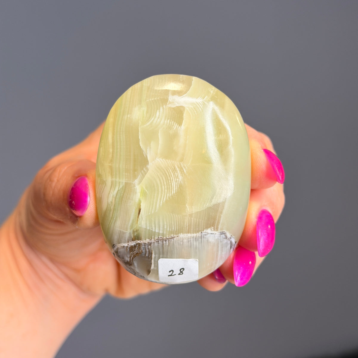 Green (Fingerprint) Calcite Palm Stone Specimen