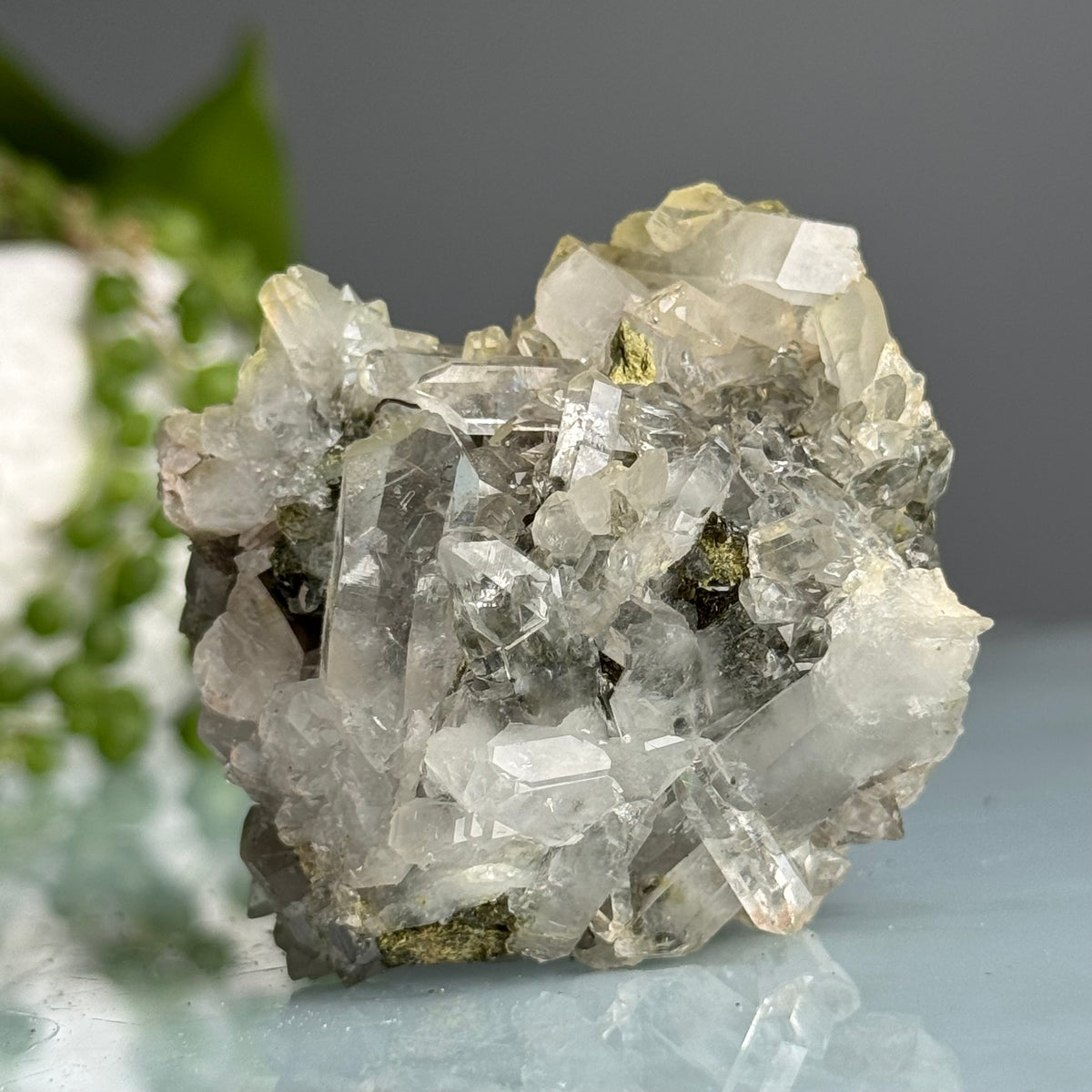 Epidote Chlorite in Quartz Crystal Specimen – Wholehearted Crystal Creations