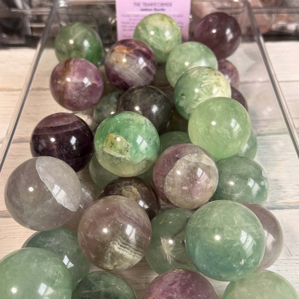 Rainbow Fluorite Palm Stone Specimen – Wholehearted Crystal Creations
