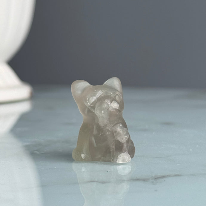 Green Fluorite Dog Crystal Carving Specimen