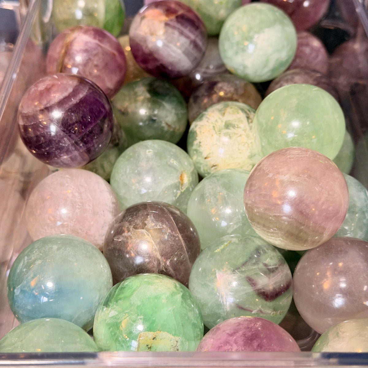 Rainbow Fluorite Palm Stone Specimen – Wholehearted Crystal Creations