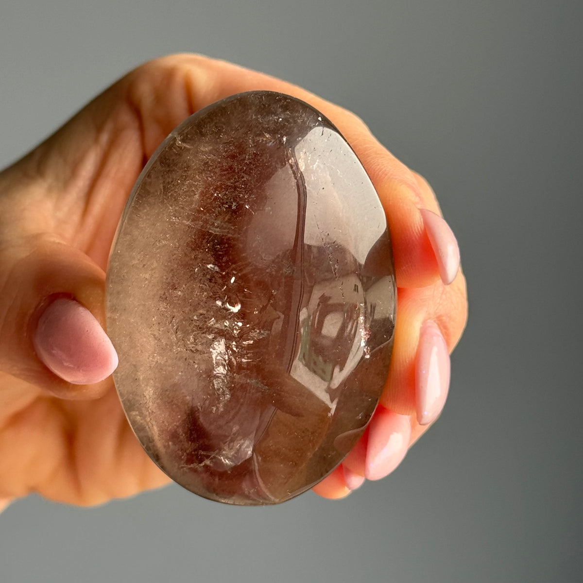 Smoky Quartz Palm Stone Specimen