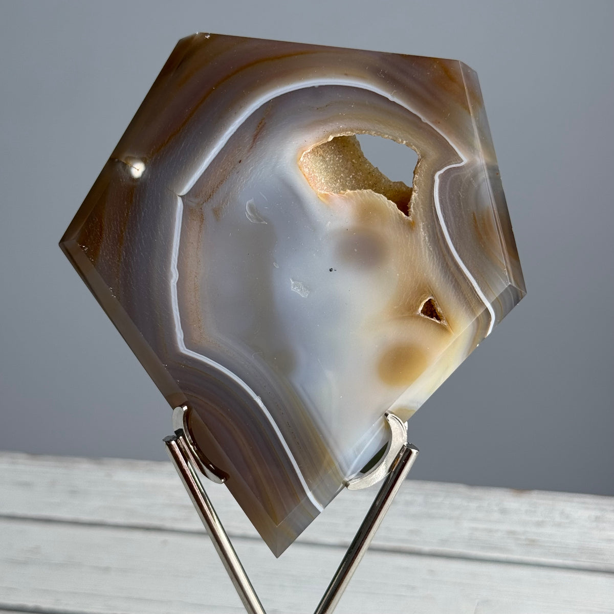 Agate Druzy Diamond Specimen on Stand – Wholehearted Crystal Creations