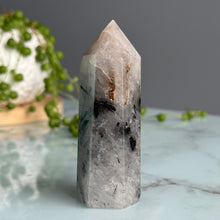 Tourmalated Quartz Tower Crystal Specimen