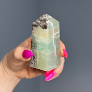 Green Fingerprint Calcite Crystal Tower Specimen – Wholehearted Crystal Creations