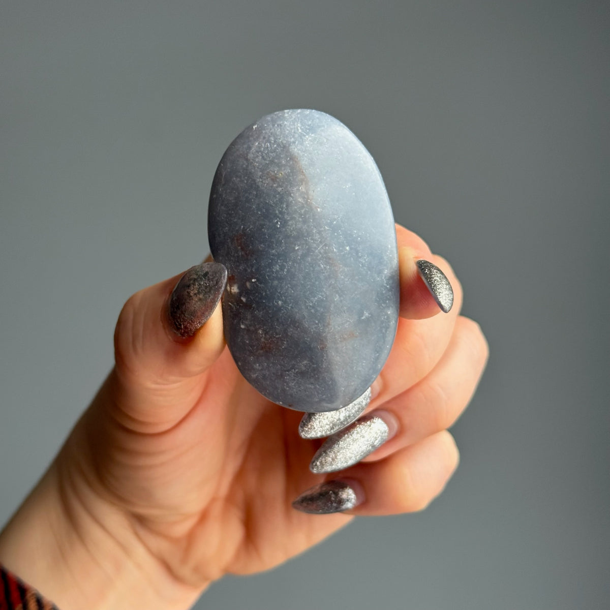Angelite Palm Stone Crystal Specimen – Wholehearted Crystal Creations