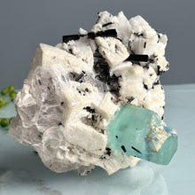 AAA Rare Aquamarine Specimen on Tourmalated Quartz Matrix