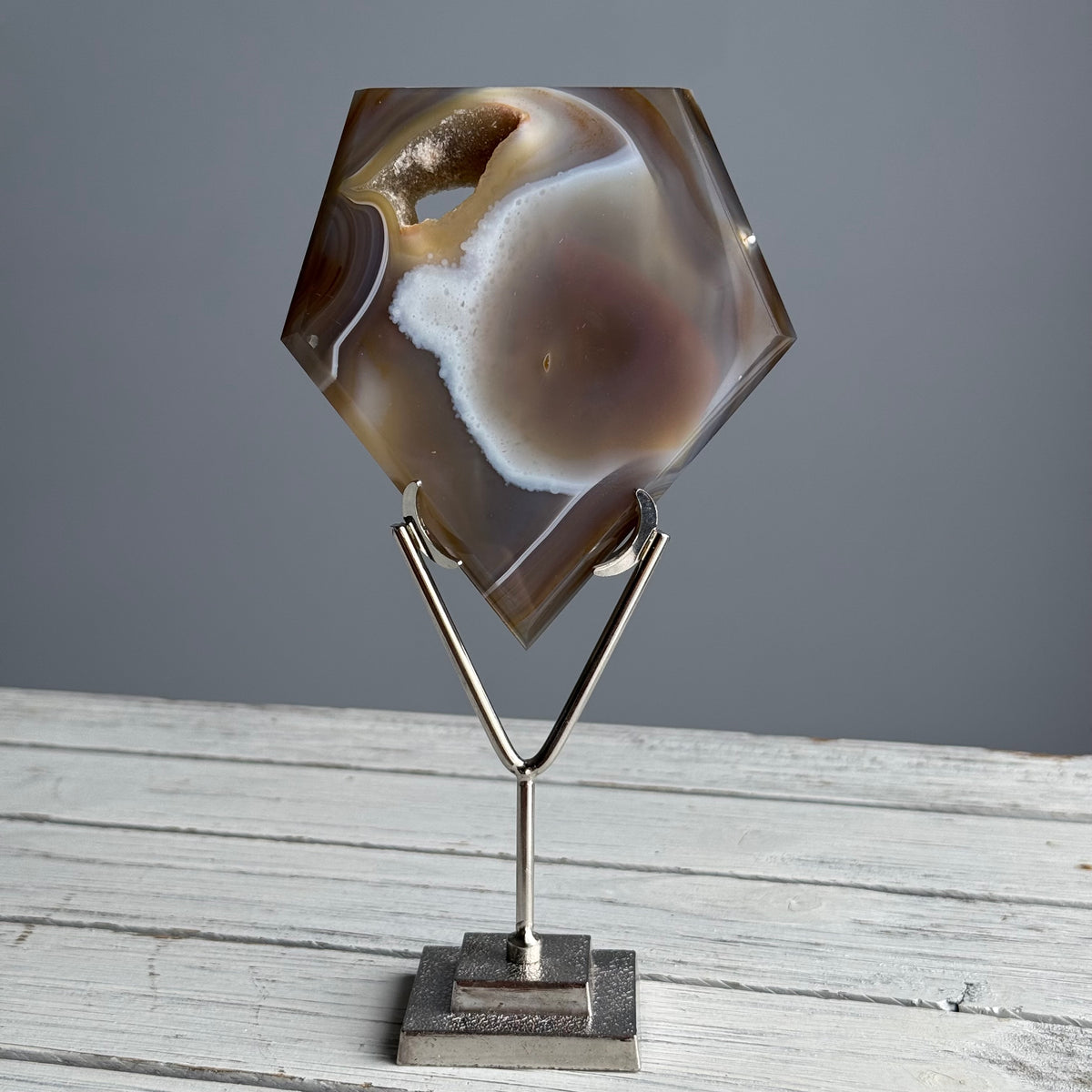 Agate Druzy Diamond Specimen on Stand – Wholehearted Crystal Creations
