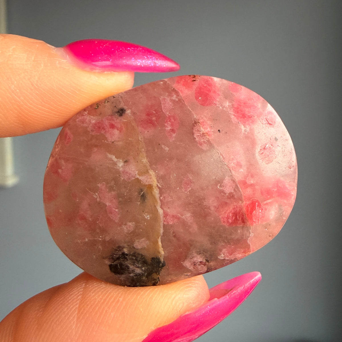 Rhodonite & Quartz Mini Palm Stone Crystal Specimen (R15) – Wholehearted Crystal Creations