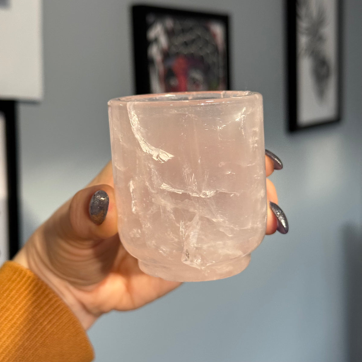 Rose Quartz Cup Carving Crystal Specimen – Wholehearted Crystal Creations