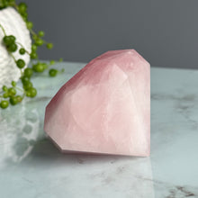 Rose Quartz Faceted Diamond Carving (stand included) Crystal Specimen