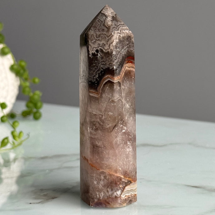 Amethyst & Mexican Lace Agate Tower Specimen (A02)