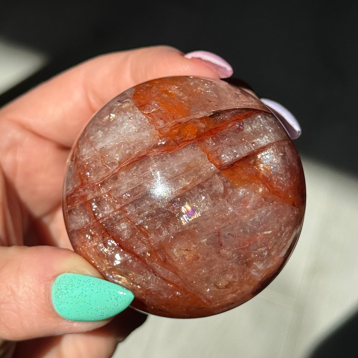 Hematoid Fire Quartz Polished Sphere Crystal Specimen – Wholehearted Crystal Creations