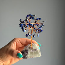 Lapis Lazuli & Rainbow Fluorite Crystal Chip Tree with Copper Specimen