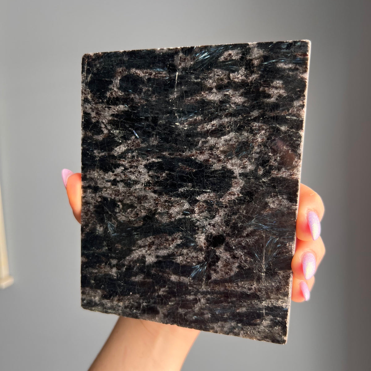Polished Arfvedsonite Slab Crystal Specimen – Wholehearted Crystal Creations