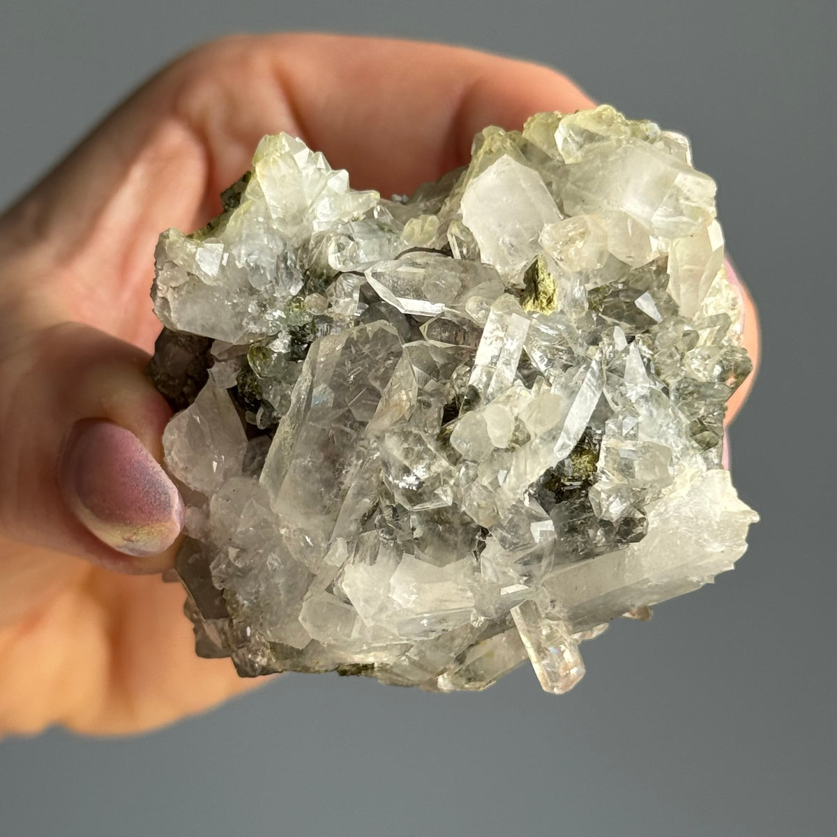 Epidote Chlorite in Quartz Crystal Specimen – Wholehearted Crystal Creations