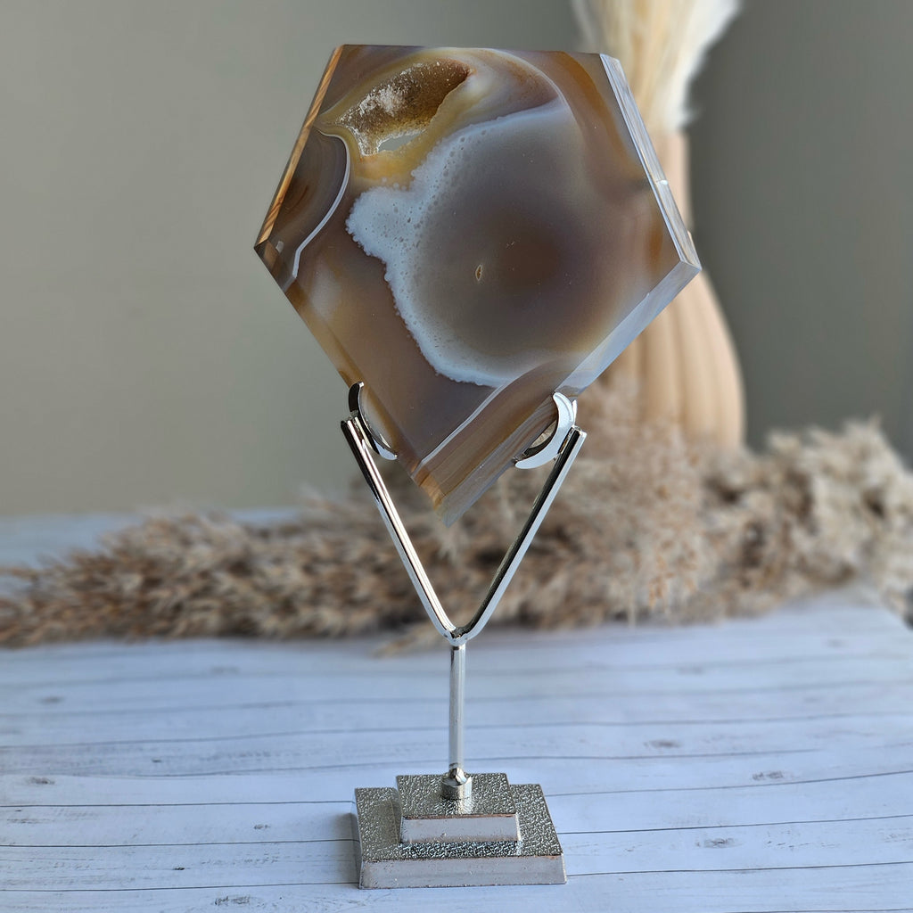 Agate Druzy Diamond Specimen on Stand – Wholehearted Crystal Creations