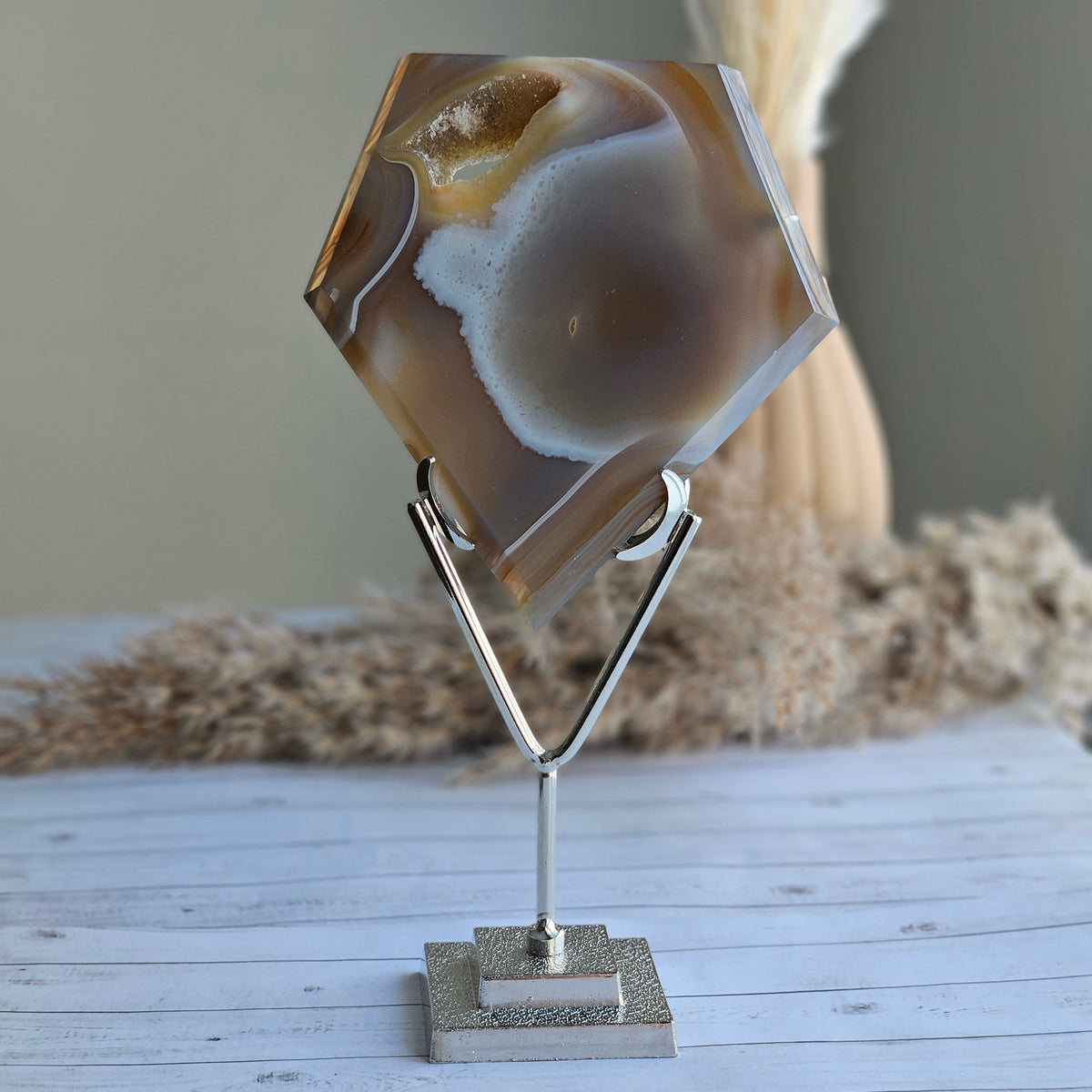 Agate Druzy Diamond Specimen on Stand – Wholehearted Crystal Creations
