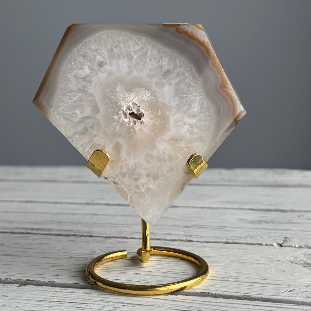 Agate Druzy Diamond Specimen on Stand – Wholehearted Crystal Creations