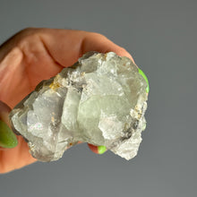 Fluorite (Etched, Green Phantom) with Calcite Raw Crystal Specimen FR72