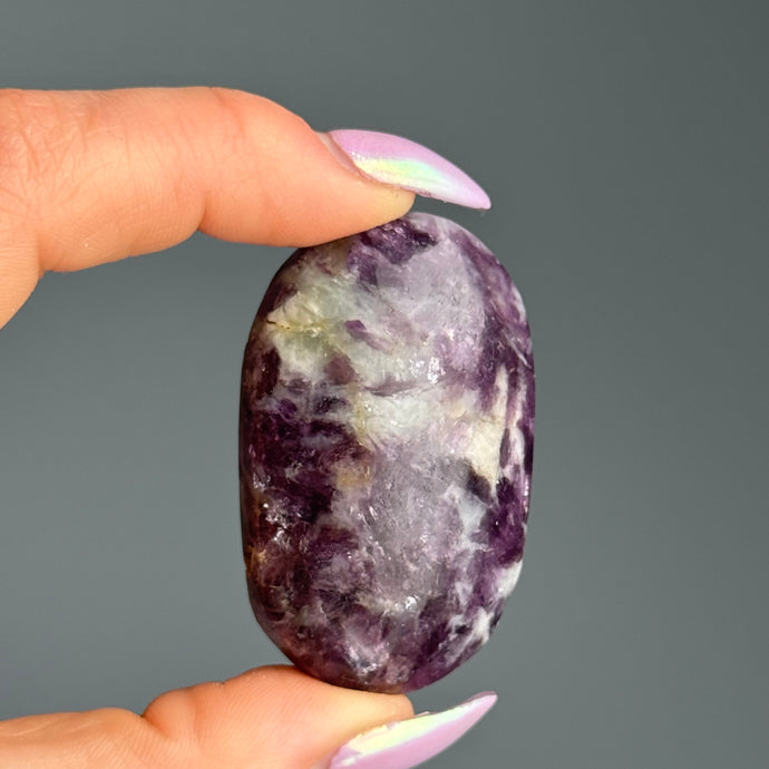 Lepidolite Palm Stone Specimen