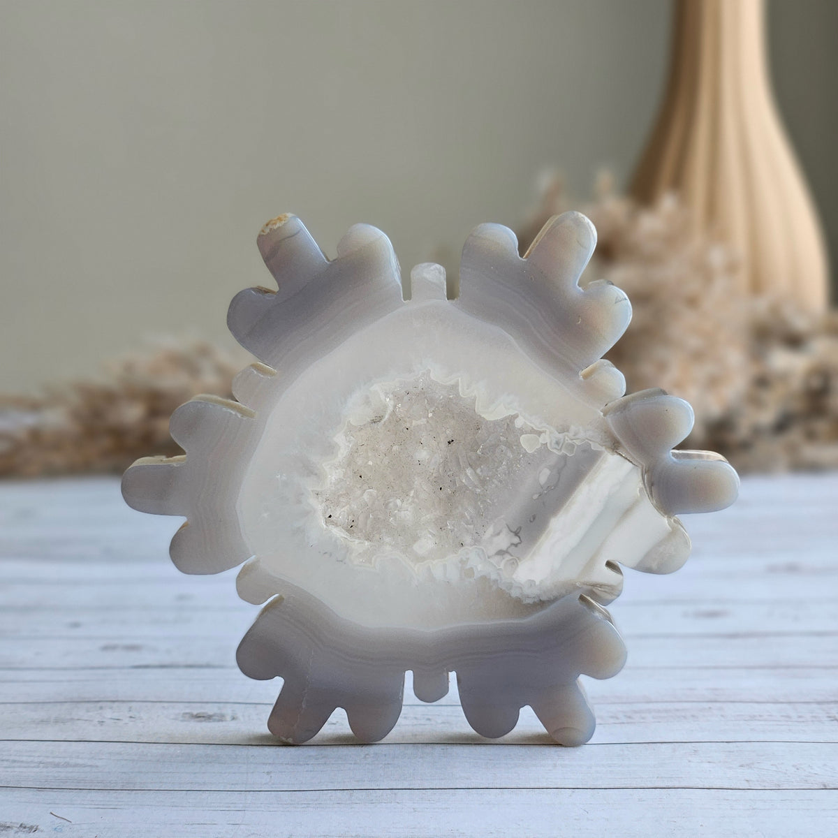 Agate Druzy Snowflake Carving Crystal Specimen – Wholehearted Crystal Creations