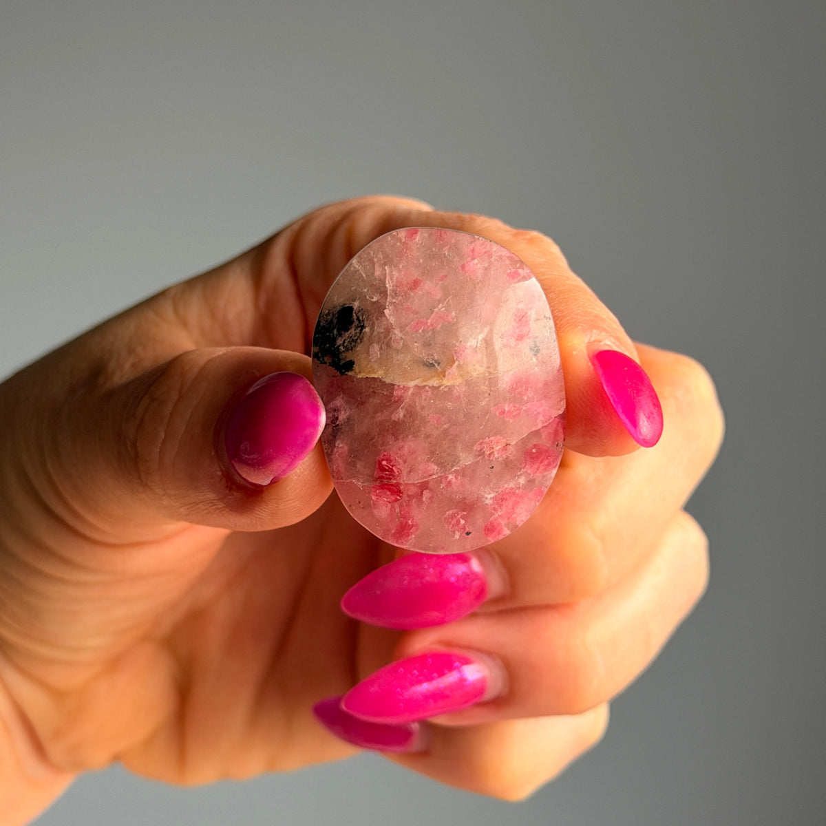 Rhodonite & Quartz Mini Palm Stone Crystal Specimen (R15) – Wholehearted Crystal Creations