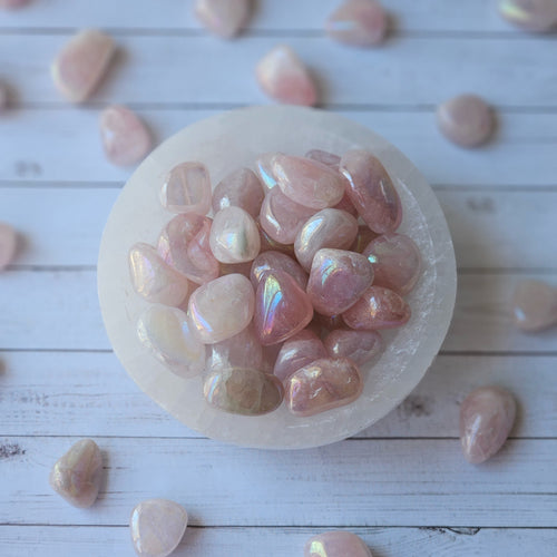 Aura Rose Quartz Large Tumbled Pocket Stone Specimen – Wholehearted Crystal Creations