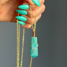 Caribbean Calcite Gem-grade wire wrapped crystal necklace