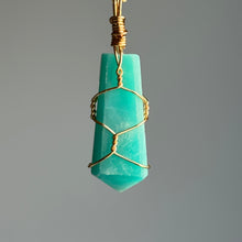 Caribbean Calcite Gem-grade wire wrapped crystal necklace