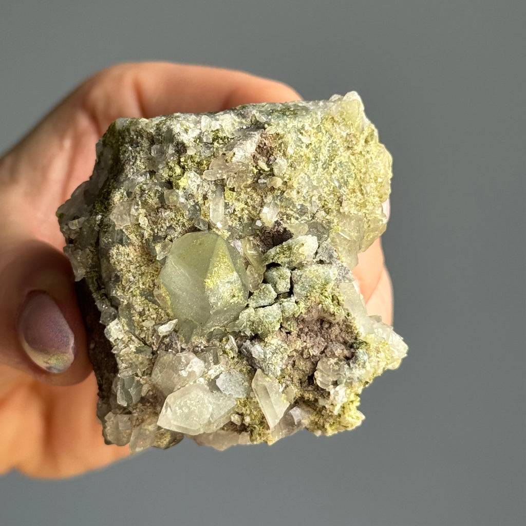 Epidote Chlorite in Quartz Crystal Specimen – Wholehearted Crystal Creations