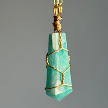 Caribbean Calcite Gem-grade wire wrapped crystal necklace